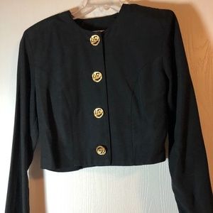 Black Crop jacket w/gold accent buttons